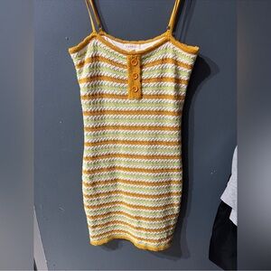 Promesa Yellow and White Striped Dress